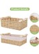 Set of 2 Rectangular Woven Storage Baskets with Washable Liners, Paper Rope Straw Rattan Baskets with Handles for Organizing Toys, Books, Cosmetics &amp; Daily Essentials