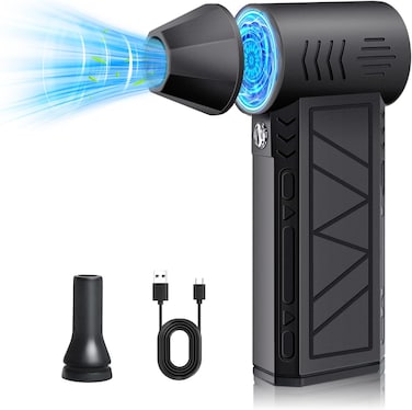 Professional Electric Air Duster 130000 RPM &ndash; Cordless Mini Jet Blower with 3 Adjustable Speeds, USB Type-C Rechargeable Air Dryer for Car, Computer, Keyboard, Camera &amp; Pet Grooming