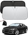 Windshield Sunshade, Foldable Front Window Sun Visor Protector, 3-Layer 210T Material Blocks UV Rays &amp; Heat, 145 &times; 75 cm