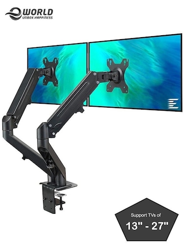 Premium Dual Monitor Desk Mount Stand &ndash; Adjustable Height, Swivel &amp; Full Motion &ndash; Fits 13&ndash;27 Inch LED/LCD Monitors