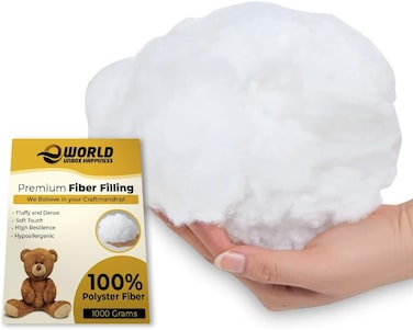 White Polyester Filling Fluffy High Resilience Stuffing for Cushions, Pillows, Teddy Bear and Toy Hypoallergenic Lofty Hollow Filling for Sofas and Bedding, 1.5Kg