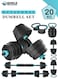 Versatile 6-in-1 Adjustable Dumbbells Set, 20kg with Connector, Non-Rolling Octagonal Shape, Home &amp; Gym Strength Training Equipment