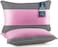 Pack of 2 Down Alternative Bed Pillows, 1250g Fill, Cotton Blend Cover, Hotel Quality, 50x75cm (Pink-Grey)