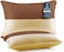 Pack of 2 Down Alternative Bed Pillows, 1250g Fill, Cotton Blend Cover, Hotel Quality, 50x75cm (Brown-Gold)