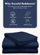 3-Piece Luxury Navy Blue Striped Bed Sheet Set, Ultra-Soft Cotton Flat Sheet with 2 Pillowcases for Hotel &amp; Home &ndash; Single Size (160&times;220cm)