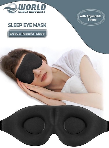 3D Contoured Sleep Mask for Women &amp; Men, Luxury Light-Blocking Eye Mask with Adjustable Strap &amp; Carry Pouch, Ideal for Travel &amp; Naps