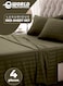 4-Piece Luxury King Size Dark Olive Green Striped Bedding Set with Duvet Cover, Fitted Bed Sheet &amp; 2 Pillowcases &ndash; Hotel-Inspired Comfort (220x240cm)