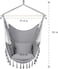 Hammock Chair Hanging Rope Swing with Hardware Kit, 2 Cushions &amp; Side Pocket, Indoor/Outdoor Use, Grey