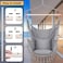 Hammock Chair Hanging Rope Swing with Hardware Kit, 2 Cushions &amp; Side Pocket, Indoor/Outdoor Use, Grey