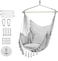 Hammock Chair Hanging Rope Swing with Hardware Kit, 2 Cushions &amp; Side Pocket, Indoor/Outdoor Use, Grey