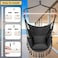 Hammock Chair Hanging Rope Swing with Hardware Kit, 2 Cushions &amp; Side Pocket, Indoor/Outdoor Use, Black
