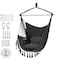 Hammock Chair Hanging Rope Swing with Hardware Kit, 2 Cushions &amp; Side Pocket, Indoor/Outdoor Use, Black