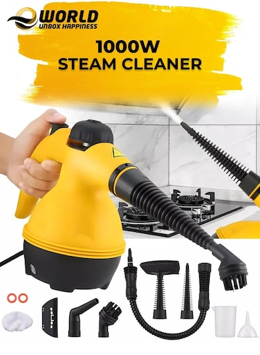Eworld Portable Handheld Steam Cleaner 1000W, High Temperature Pressurized Cleaning Machine with 9 Accessories for Home, Car &amp; Upholstery