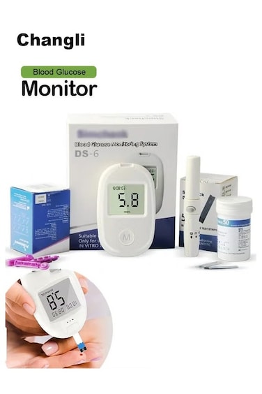Fully Automatic Portable Blood Glucose Meter, Diabetes Testing Kit with 50 Test Strips, Lancet Pen &amp; 50 Lancets, Fast Results, Code-Free Operation