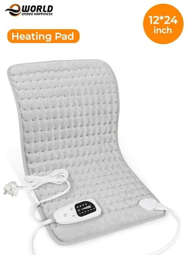 Electric Heating Pad, 6 Heat Levels &amp; 4 Timer Settings, Auto Shut Off &amp; Overheat Protection, Ultra-Soft Machine Washable Heat Therapy for Back, Neck &amp; Shoulders, Grey