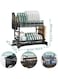 2-Tier Dish Drying Rack, Black Stainless Steel Dish Drainer with Drip Tray, Cup, Utensil &amp; Cutting Board Holder, Rustproof Sink Rack for Kitchen Countertop