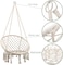 Boho Macrame Hammock Chair Swing with Hanging Kit &ndash; Indoor/Outdoor Cotton Rope Swing for Patio, Bedroom &amp; Garden, Holds Up to 330 lbs (Beige)
