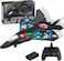 RC Aeroplane Quadcopter &ndash; 2.4GHz remote-controlled fighter plane with colored lights, USB charging, one-button 3D rolls, and 360&deg; stunts. RTF toy for beginners, kids, and adults.