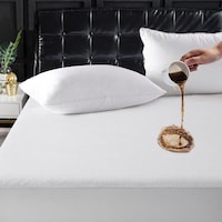 Waterproof Fitted Mattress Protector with Deep Pocket Featuring Absorbent Cotton Terry Surface, 100x200+30cm