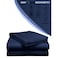 3 Piece Luxury Navy Blue Striped Bed Sheet Set with 1 Flat Sheet and 2 Pillowcases for Hotel and Home Crafted from Ultra Soft and Breathable Cotton for Year-Round Comfort, Single