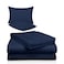 3 Piece Luxury Navy Blue Striped Bed Sheet Set with 1 Flat Sheet and 2 Pillowcases for Hotel and Home Crafted from Ultra Soft and Breathable Cotton for Year-Round Comfort, Single