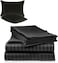 3 Piece Luxury Black Striped Bed Sheet Set with 1 Deep Pocket Fitted Sheet and 2 Pillowcases for Hotel and Home Crafted from Ultra Soft and Breathable Cotton for Year-Round Comfort, Single