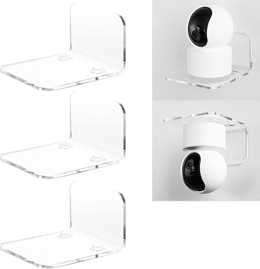 Eworld Acrylic Floating Wall Shelves with Cable Clip, Easy Installation Display Shelves for Plants, Speakers, Security Cameras, and Baby Monitors, Available in Packs of 3