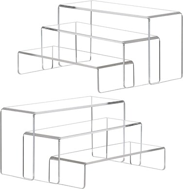 Eworld 6-Pack Clear Acrylic Display Risers &ndash; Multipurpose Tiered Stands for Desserts, Cupcakes, Shoes, Cosmetics &amp; Party/Event Displays &ndash; Showcase Organizer for Retail, Home, or Events

