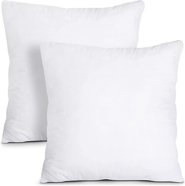 Set of 2 Cotton Cushions, 400 Thread Count Decorative Farmhouse Lines Cushion for Home Decor in Living Rooms, Patios, Couches and Chairs, 45x45cm, White