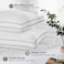 Set of 4 Premium Down Alternative Filled Bed Pillows in White Stripes with Breathable Cover, Double Piping, and Plush Bounce-Back Design