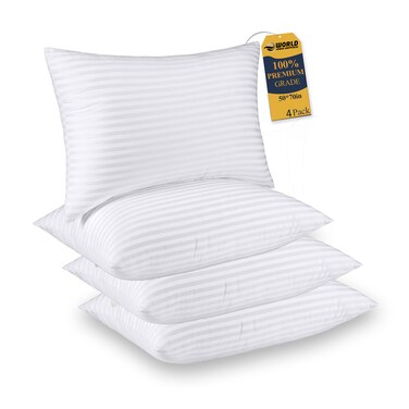 4 Pack Polyfiber Bed Pillows for Sleeping- Ultra Soft Breathable Down Alternative Pillows - Hotel Luxury Collection Pillows for Back Stomach or Side Sleepers (50X75)