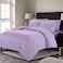 6 Piece Premium King Size Bedding Set, Purple Striped Design and High Quality Cotton Hotel Luxury Bedsheet, Soft Quilt Cover and Pillowcases