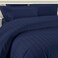 6-Piece Premium King Size Bedding Set, Navy Blue Striped Design and High-Quality Cotton Hotel Luxury Bedsheet Soft Quilt Cover and Pillowcases