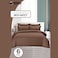 6 Piece Premium King Size Bedding Set, Dark Brown Striped Design and High Quality Cotton Hotel Luxury Bedsheet, Soft Quilt Cover and Pillowcases