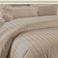 6-Piece Premium King Size Bedding Set, Cream Striped Design and High Quality Cotton Hotel Luxury Bedsheet Soft Quilt Cover and Pillowcases