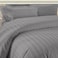 6-Piece Premium King Size Bedding Set, Grey Striped Design and High Quality Cotton Hotel Luxury Bedsheet Soft Quilt Cover and Pillowcases