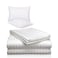 3 Piece Luxury White Striped Bed Sheet Set with 1 Flat Sheet and 2 Pillowcases for Hotel and Home Crafted from Ultra Soft and Breathable For All Seasons Cotton for Year-Round Comfort (Double).