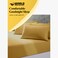 3 Piece Luxury Gold Striped Bed Sheet Set with 1 Flat Sheet and 2 Pillowcases for Hotel and Home Crafted from Ultra Soft and Breathable Cotton for Year-Round Comfort, (Double)