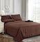 3 Piece Luxury Dark Brown Striped Bed Sheet Set with 1 Flat Sheet and 2 Pillowcases for Hotel and Home Crafted from Ultra Soft and Breathable Cotton for Year-Round Comfort, (Double)