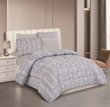 STARGOLD Microfiber Solid 6 Pieces Comforter Set Fitted Sheet, Pillow Sham, Pillow Case Comforter 240X220 CM King Size Mattress SG-CP2014 Print6-82