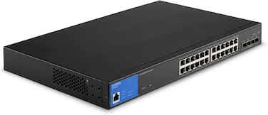 Linksys LGS328MPC 24 Port Gigabit Network PoE+ Switch @ 410W with 4 x 10G Uplink SFP+ Slots - Smart Managed Ethernet Switch Hub with Metal Casing