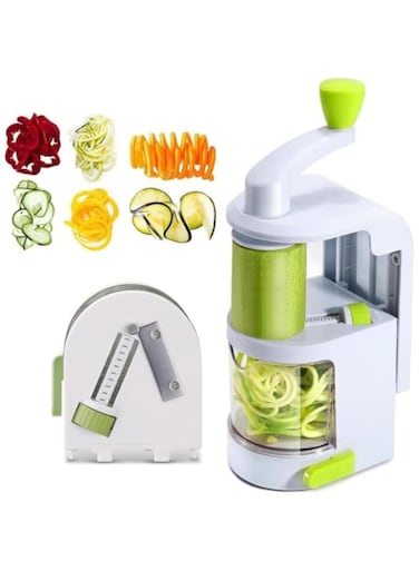 Vegetable Spiralizer 4-IN-1 Rotating Blade Veggie Spiralizer Zucchini Noodle Maker with Strong Suction Cup Spiral Vegetable Cutter Slicer egetable Maker Veggie Spiralizer Spiral Slicer