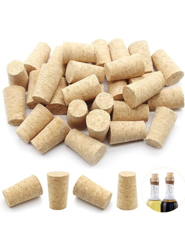 20 Pack Soft Wood Corks Plugs Tapered Blank Natural Wooden Corks Replacement for Bottles, Cork Crafts(0.87x0.67x1.38inch)