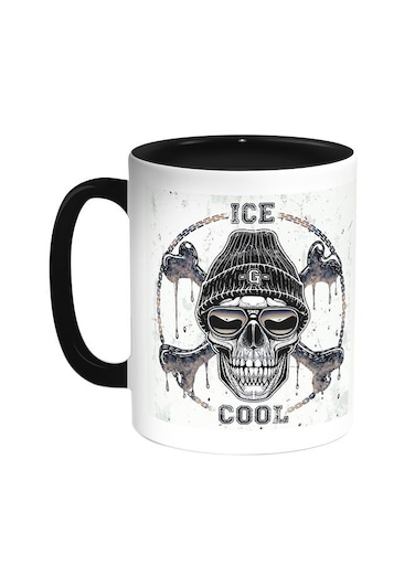 Skull Iced Printed Coffee Mug Black/White 11ounce