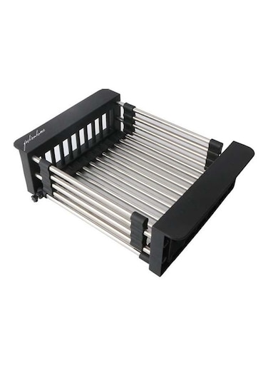 Adjustable Stainless Steel Over the Sink Expandable Dish Rack Black 46.5x9.5x22.5cm