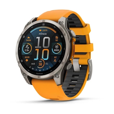 Garmin Fenix 8 AMOLED 47mm Smartwatch Sapphire Titanium With Spark Orange/Graphite Silicone Band 010-02904-11