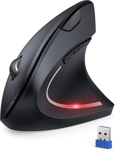 TECKNET Ergonomic Mouse, Wireless Bluetooth Vertical Mouse, 4800 DPI Optical Tracking, 6 Adjustable DPI, Quiet Clicks, 2.4GHz with USB A Receiver, 6 Buttons, Wide Compatibility (Dual-mode)
