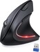 TECKNET Ergonomic Mouse, Wireless Bluetooth Vertical Mouse, 4800 DPI Optical Tracking, 6 Adjustable DPI, Quiet Clicks, 2.4GHz with USB A Receiver, 6 Buttons, Wide Compatibility (Dual-mode)
