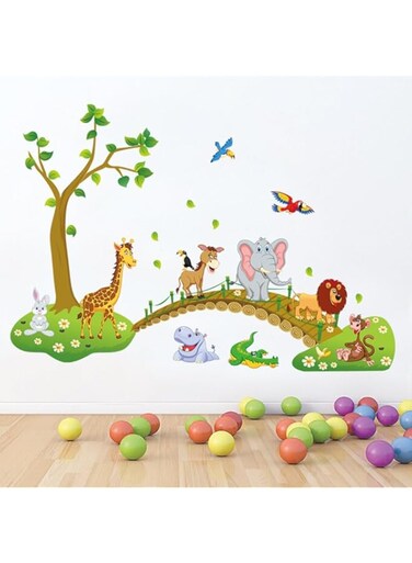 Khazna Jungle Animals Wall Decals Monkey Elephant Giraffe Wall Art Stickers Kids Baby Nursery Playroom Home D&eacute;cor