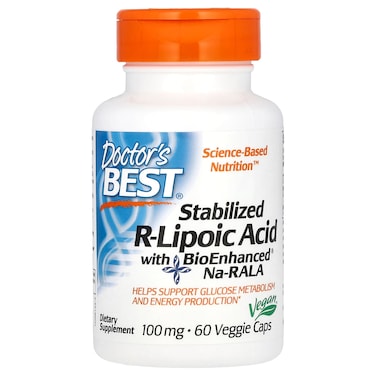 Doctor's Best Stabilized R-lipoic Acid, 60 Veggie Capsules, 100 mg